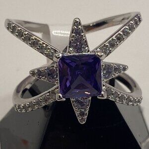 Glamorous Stylista Size 10 BP Ring Purple Topaz CZ Rhodium Plating RBP8361